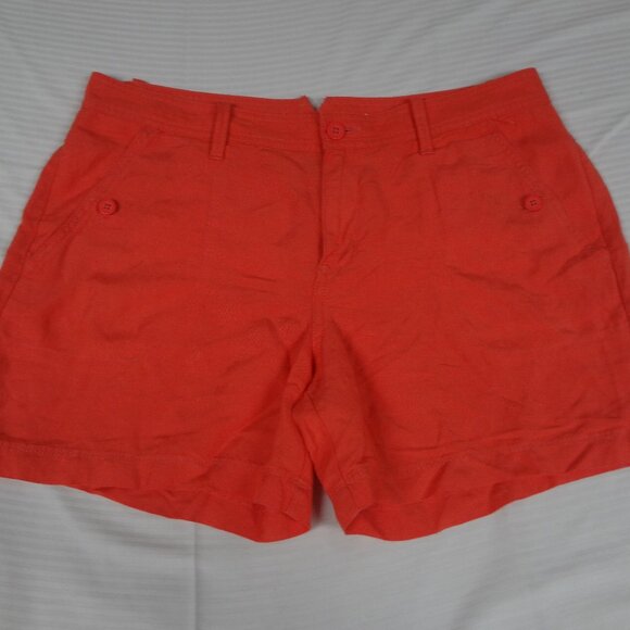 CALVIN KLEIN  CORAL ORANGE LINEN SHORTS WOMENS SIZE 12 K807 - Picture 1 of 9